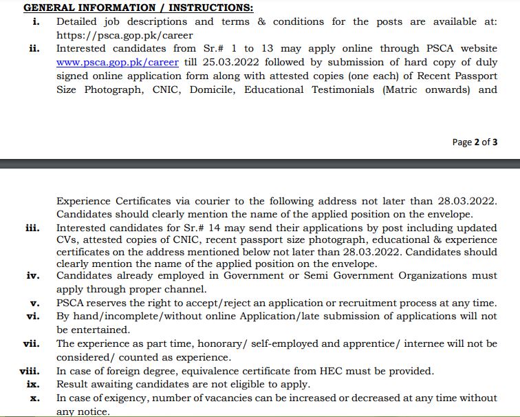 PSCA Jobs 2022